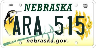 NE license plate ARA515