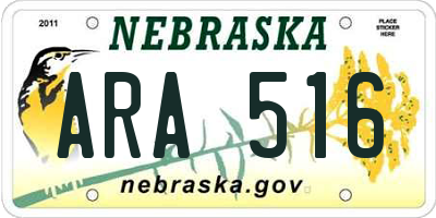 NE license plate ARA516