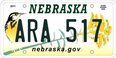 NE license plate ARA517