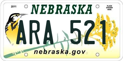 NE license plate ARA521