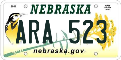 NE license plate ARA523