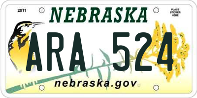 NE license plate ARA524