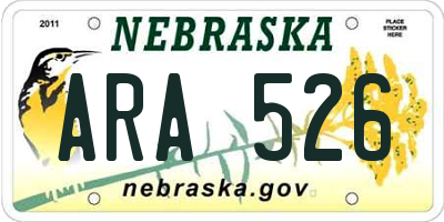 NE license plate ARA526