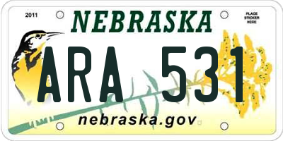 NE license plate ARA531