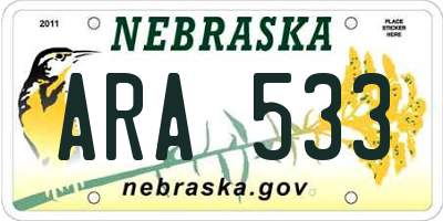 NE license plate ARA533