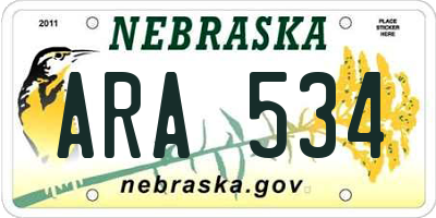 NE license plate ARA534