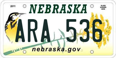 NE license plate ARA536