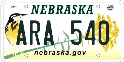 NE license plate ARA540