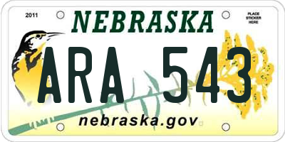 NE license plate ARA543