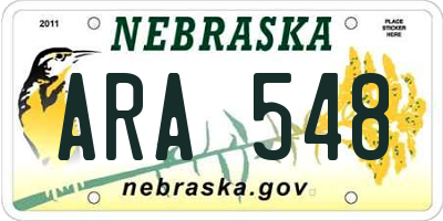 NE license plate ARA548