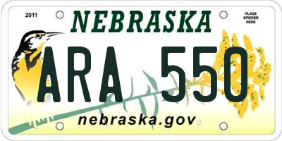NE license plate ARA550