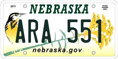 NE license plate ARA551