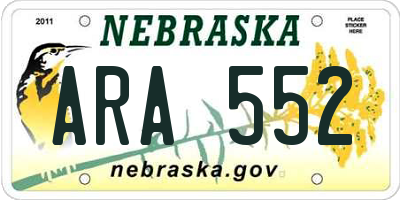 NE license plate ARA552