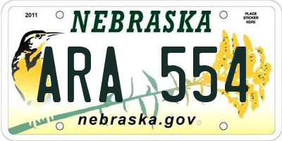 NE license plate ARA554