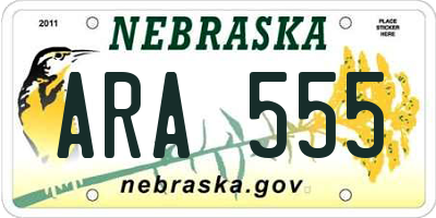 NE license plate ARA555