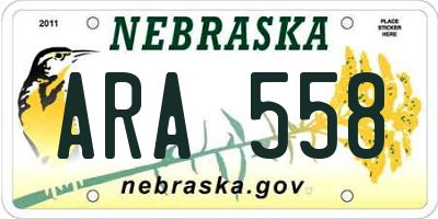 NE license plate ARA558