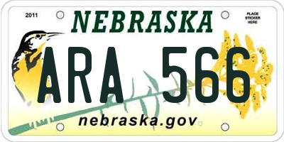 NE license plate ARA566
