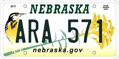 NE license plate ARA571
