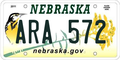 NE license plate ARA572