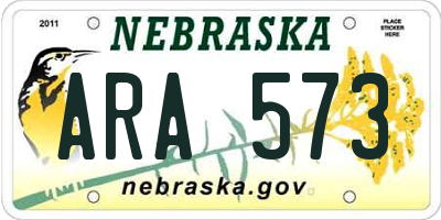 NE license plate ARA573