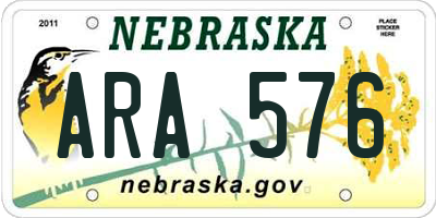 NE license plate ARA576