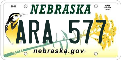 NE license plate ARA577