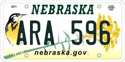 NE license plate ARA596