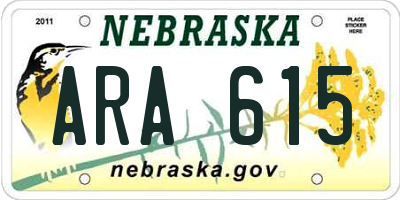 NE license plate ARA615