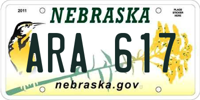 NE license plate ARA617