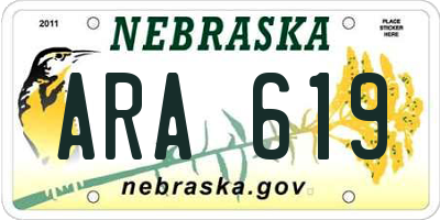 NE license plate ARA619