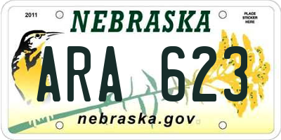 NE license plate ARA623