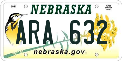 NE license plate ARA632