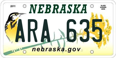 NE license plate ARA635