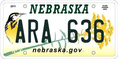 NE license plate ARA636