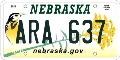NE license plate ARA637