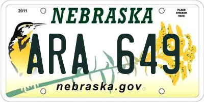 NE license plate ARA649