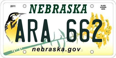 NE license plate ARA662