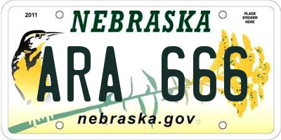 NE license plate ARA666