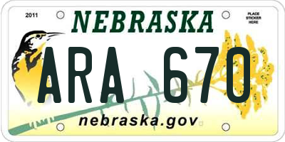 NE license plate ARA670