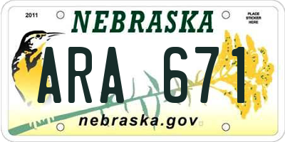 NE license plate ARA671