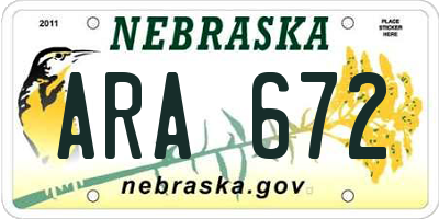 NE license plate ARA672