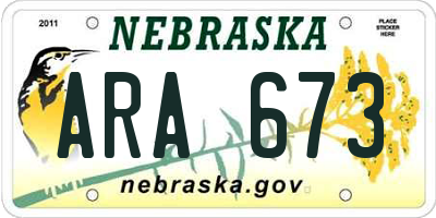 NE license plate ARA673