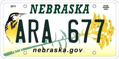 NE license plate ARA677