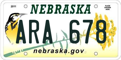 NE license plate ARA678