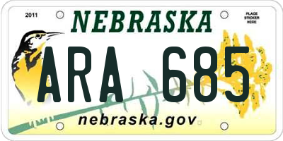 NE license plate ARA685