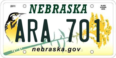 NE license plate ARA701