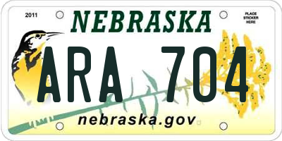 NE license plate ARA704