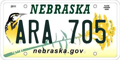 NE license plate ARA705