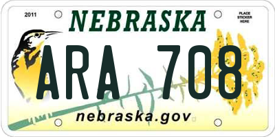 NE license plate ARA708