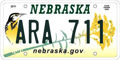 NE license plate ARA711